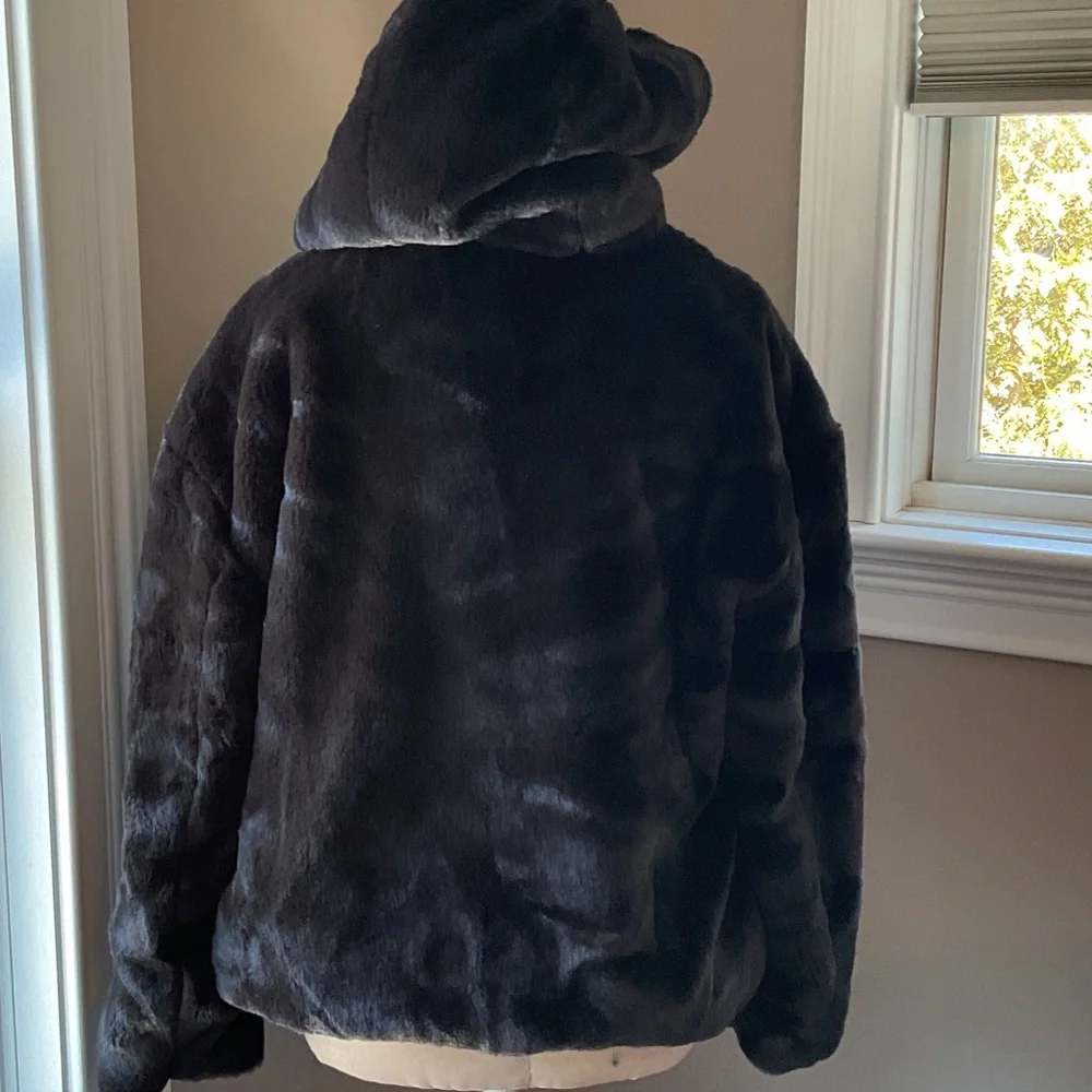 Zara Midnight Faux Fur Hooded Teddy Jacket - Picture 4 of 10